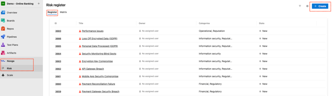 Add a new risk to the risk register - image