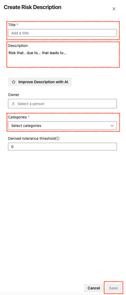 Add details of risk description for a new risk - image