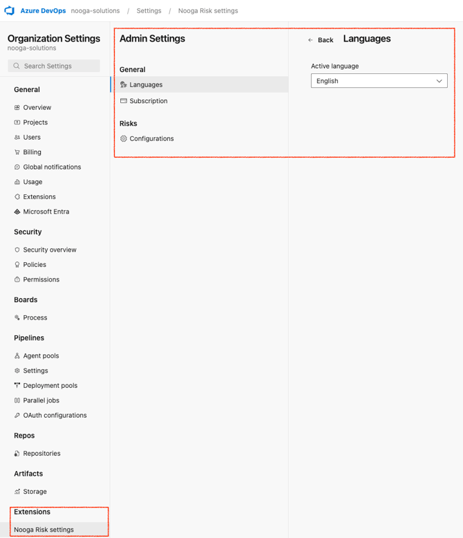 Change settings - AzDO Org - image