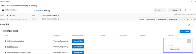 Remove link to risk description - image